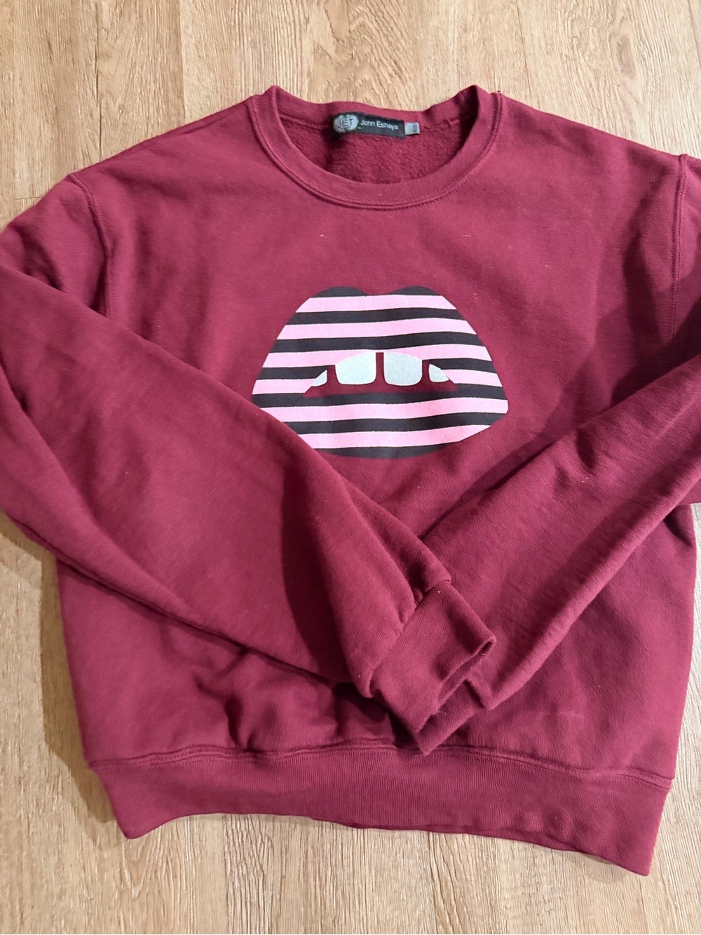 John Eshaya Burgundy Crewneck Sweatshirt 0116